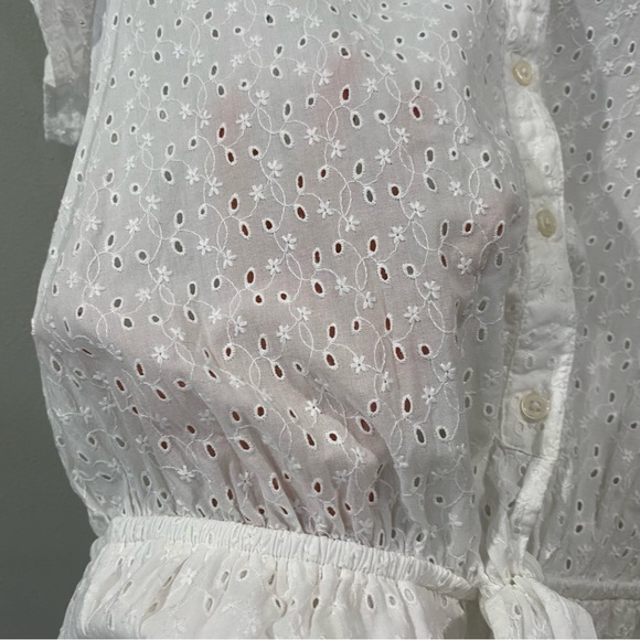 J. Crew Mercantile Eyelet Collared Short Sleeve Dress White Small - Picture 6 of 11